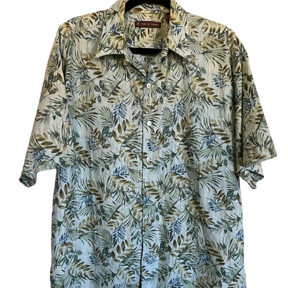Tori Richard Green Floral Button Up Shirt - image 1